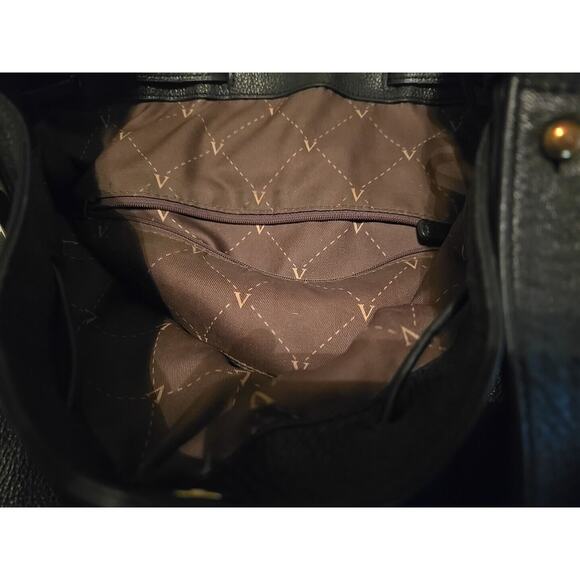Vince Camuto Black Pebbled Genuine Leather Handbag Preppy Luxury Soft - Picture 9 of 10